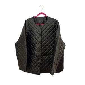 Stylewe Oversized Wuilted Jacket Black 2XL Lagenlook Whimsy Goth Grunge Pockets